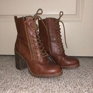 brown lace up booties
